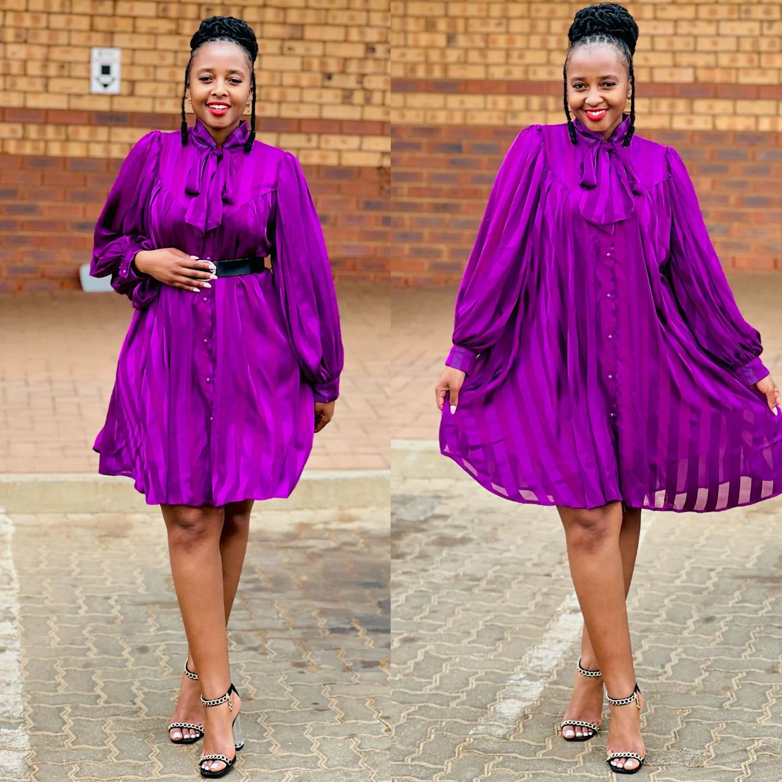 Button Detailed Midi Bubble Dress - Image 3