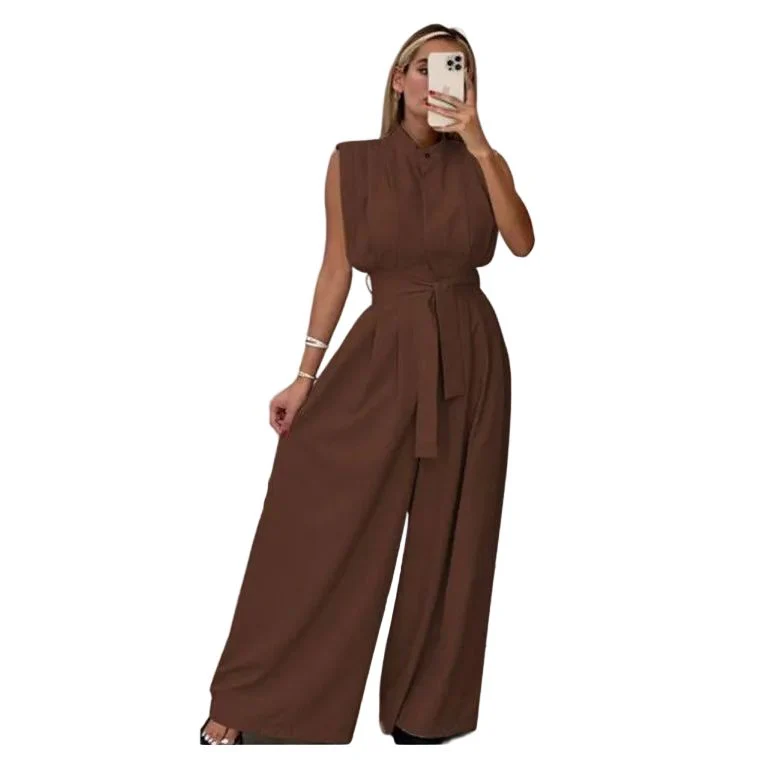 Button Detailed Palazzo Jumpsuit - Image 3