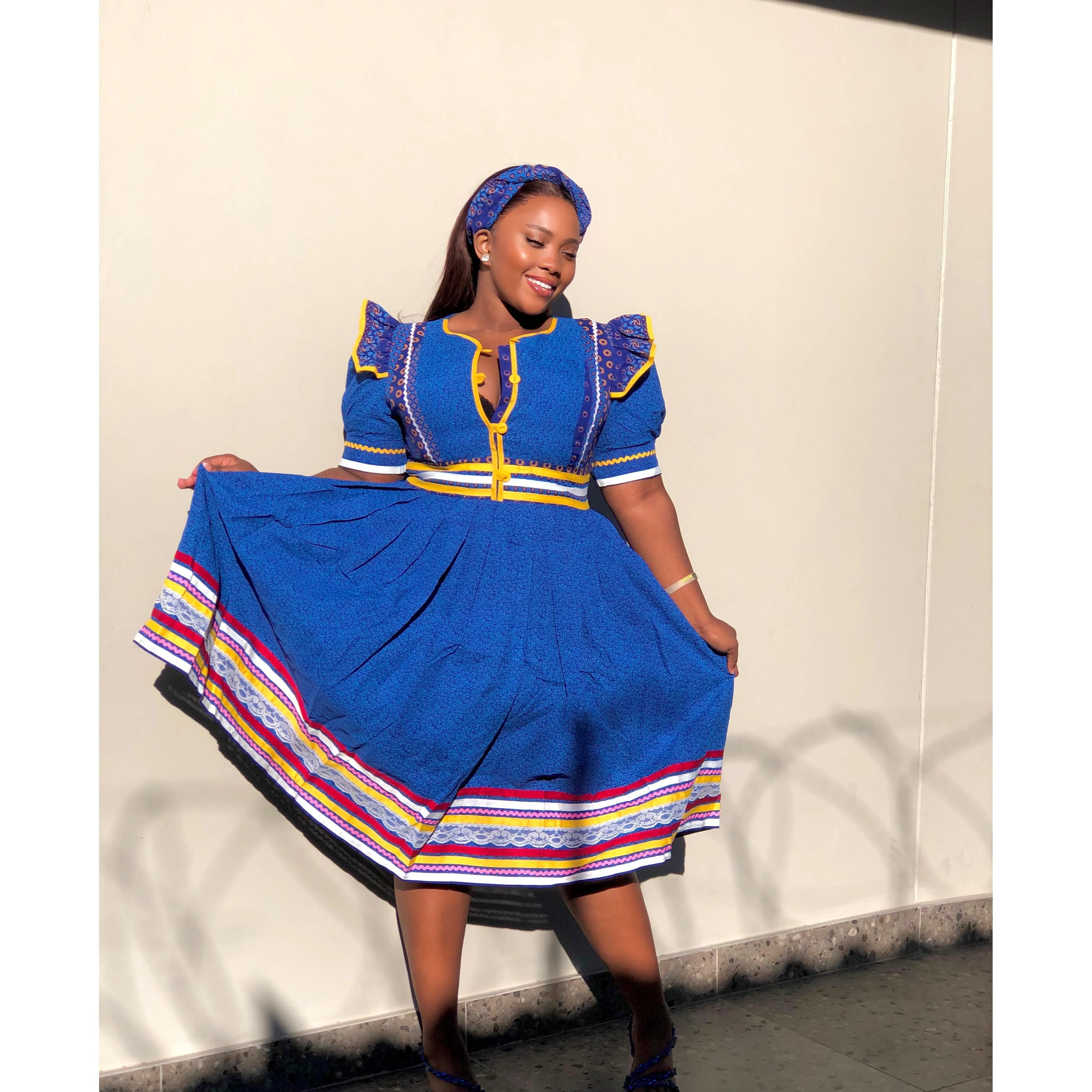 Button Detailed Plus-Size Ankara Dress - Image 2