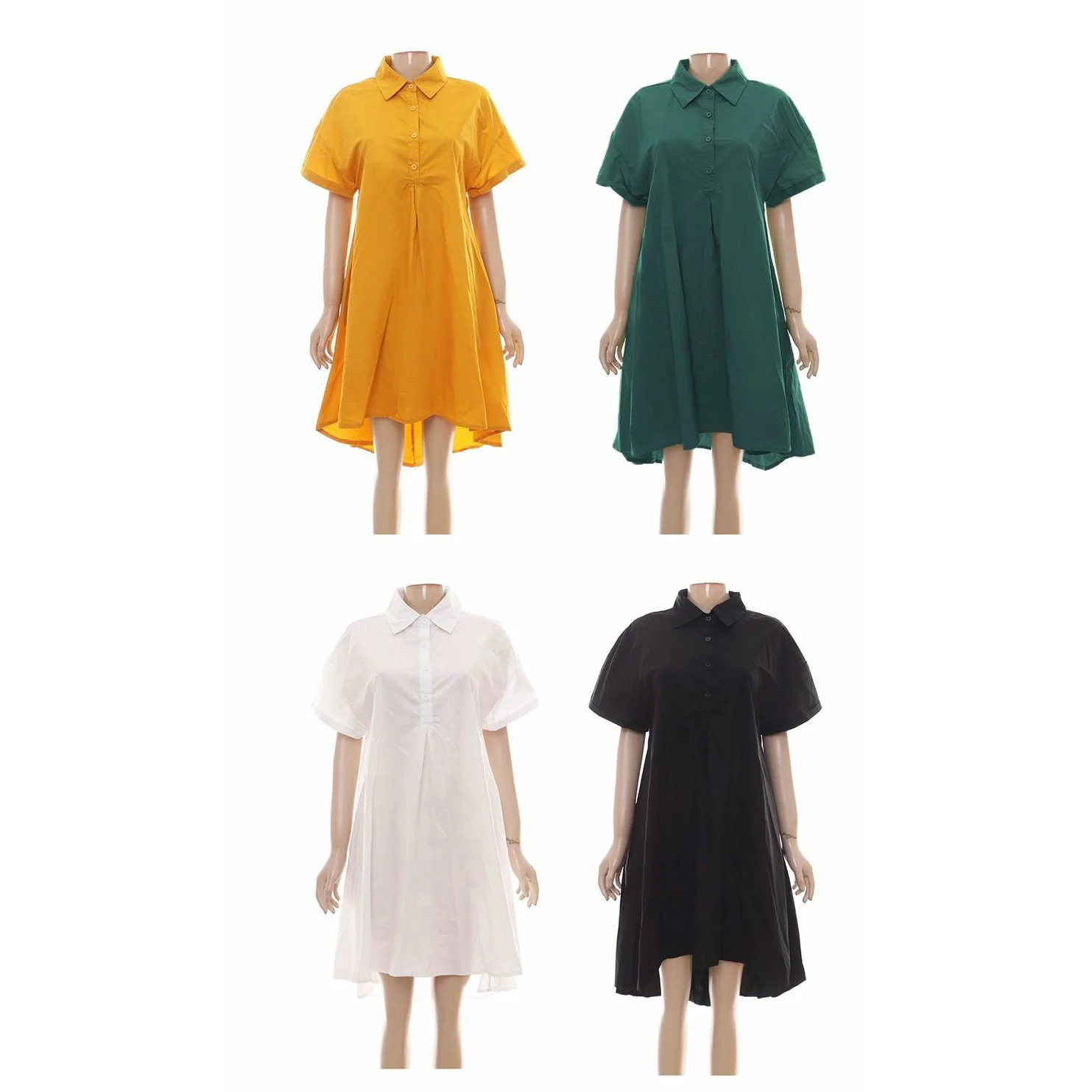 Button Detailed Short Sleeve Bubble Dress - Image 3
