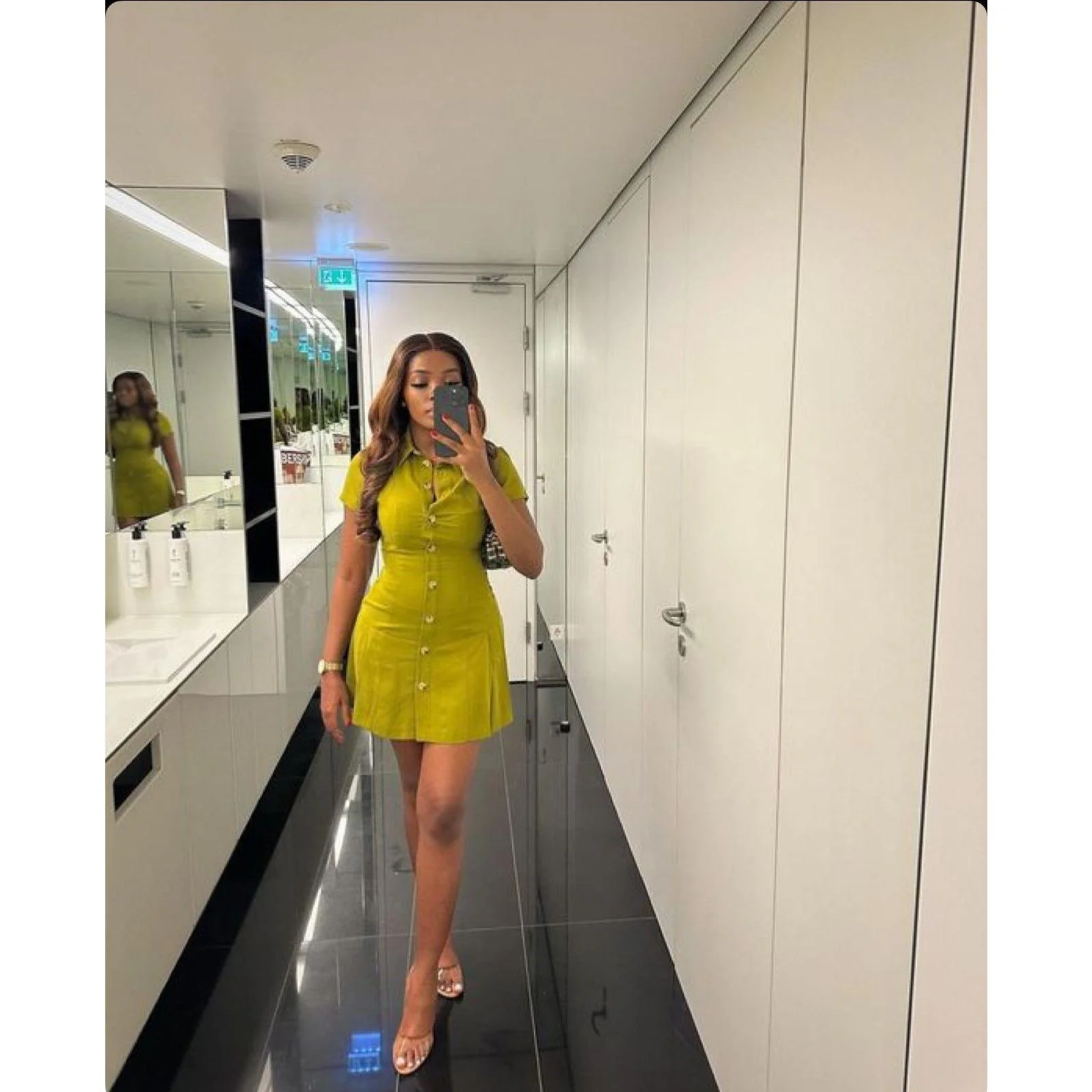 Button Detailed Short Sleeve Mini Dress - Image 2