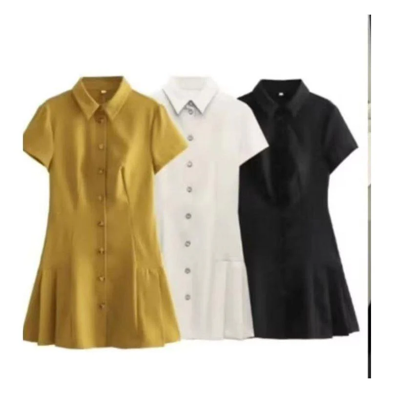 Button Detailed Short Sleeve Mini Dress - Image 6
