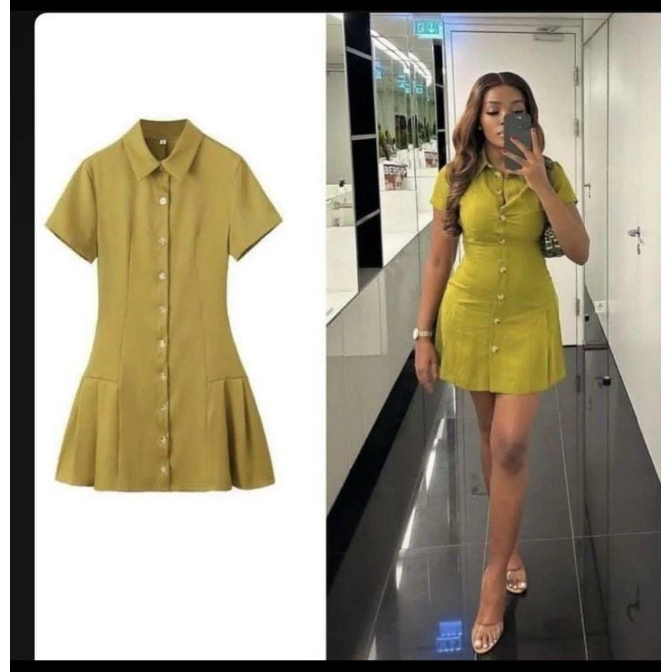 Button Detailed Short Sleeve Mini Dress - Image 8