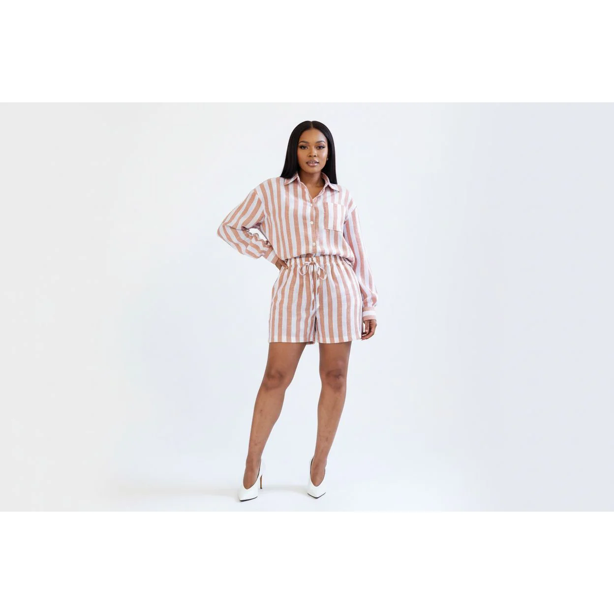 Button-Down Striped Shirt & Matching Shorts Set - Image 5