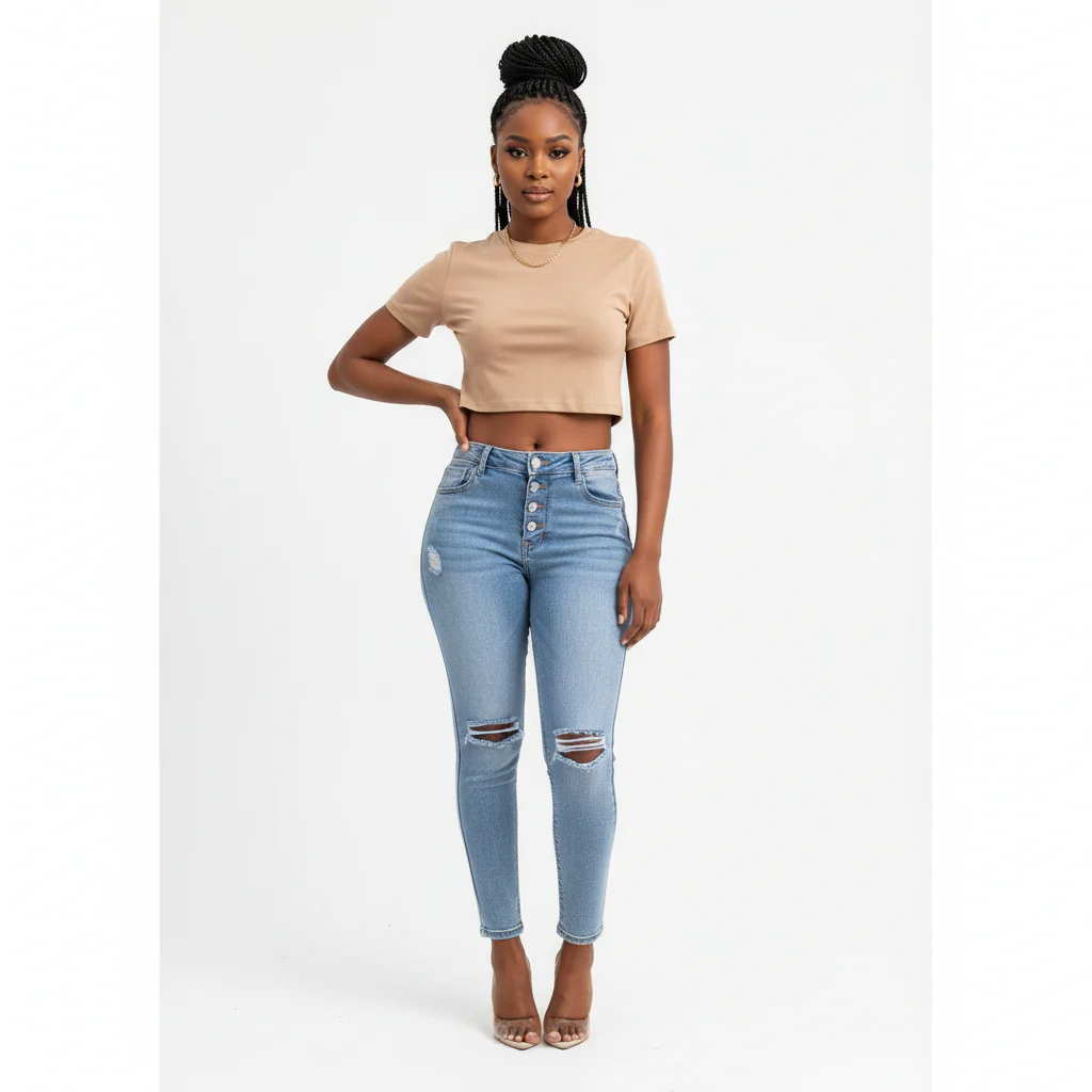 Button Up High Waisted skinny jeans - Image 2