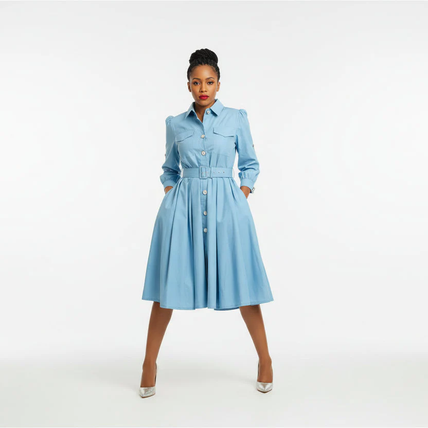 Button Up Shirt Dress - Image 3