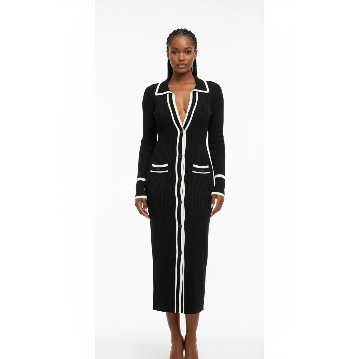 Buttoned Detailed Knitted Dress - Image 5
