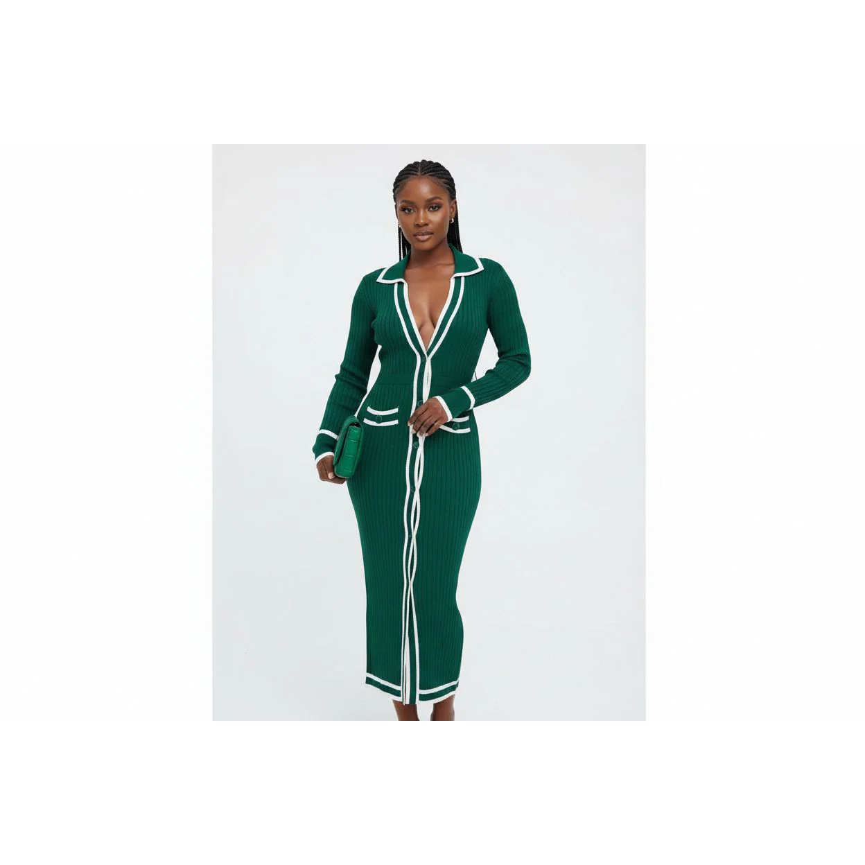 Buttoned Detailed Knitted Dress - Image 6