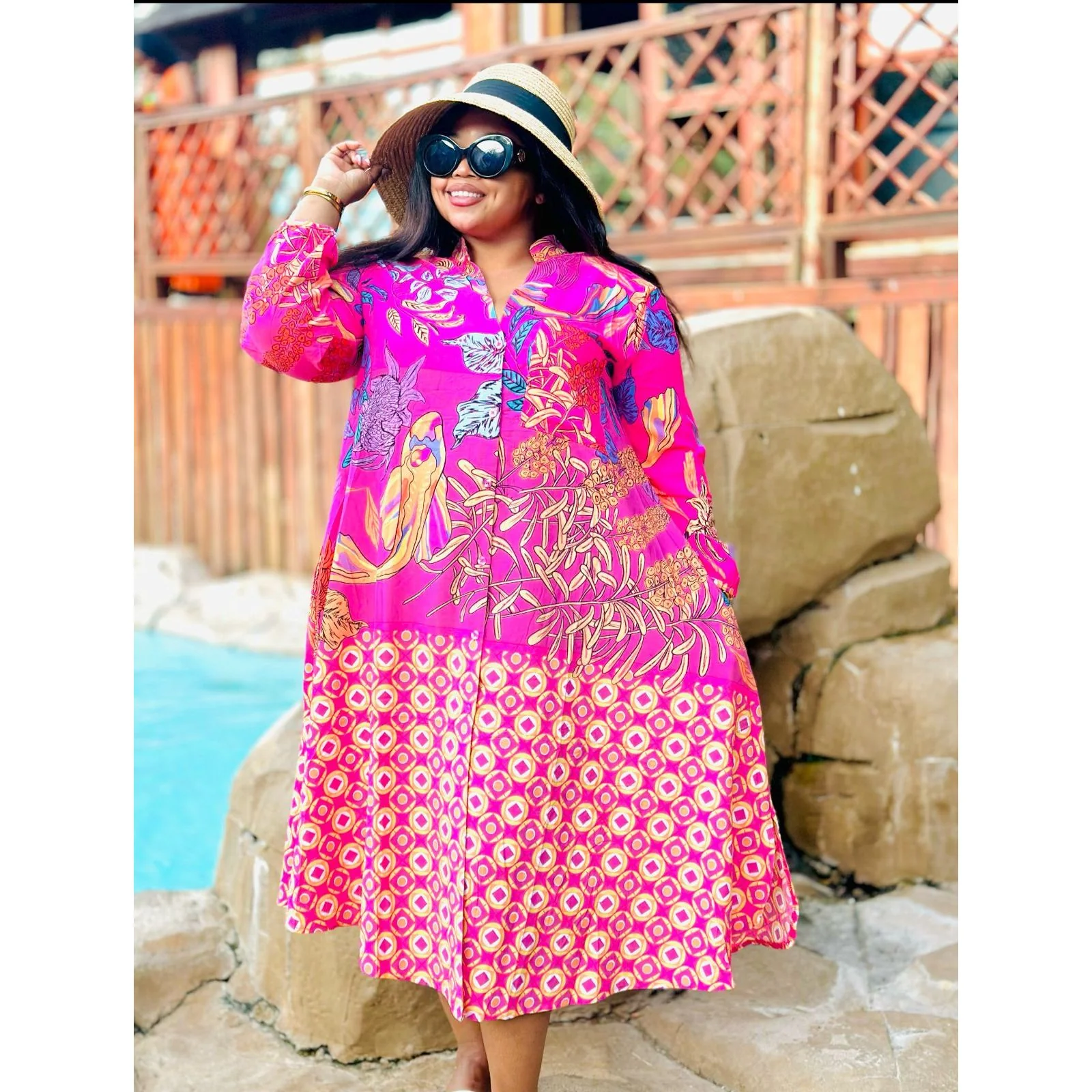 Buttoned Floral Maxi Dress - Image 3