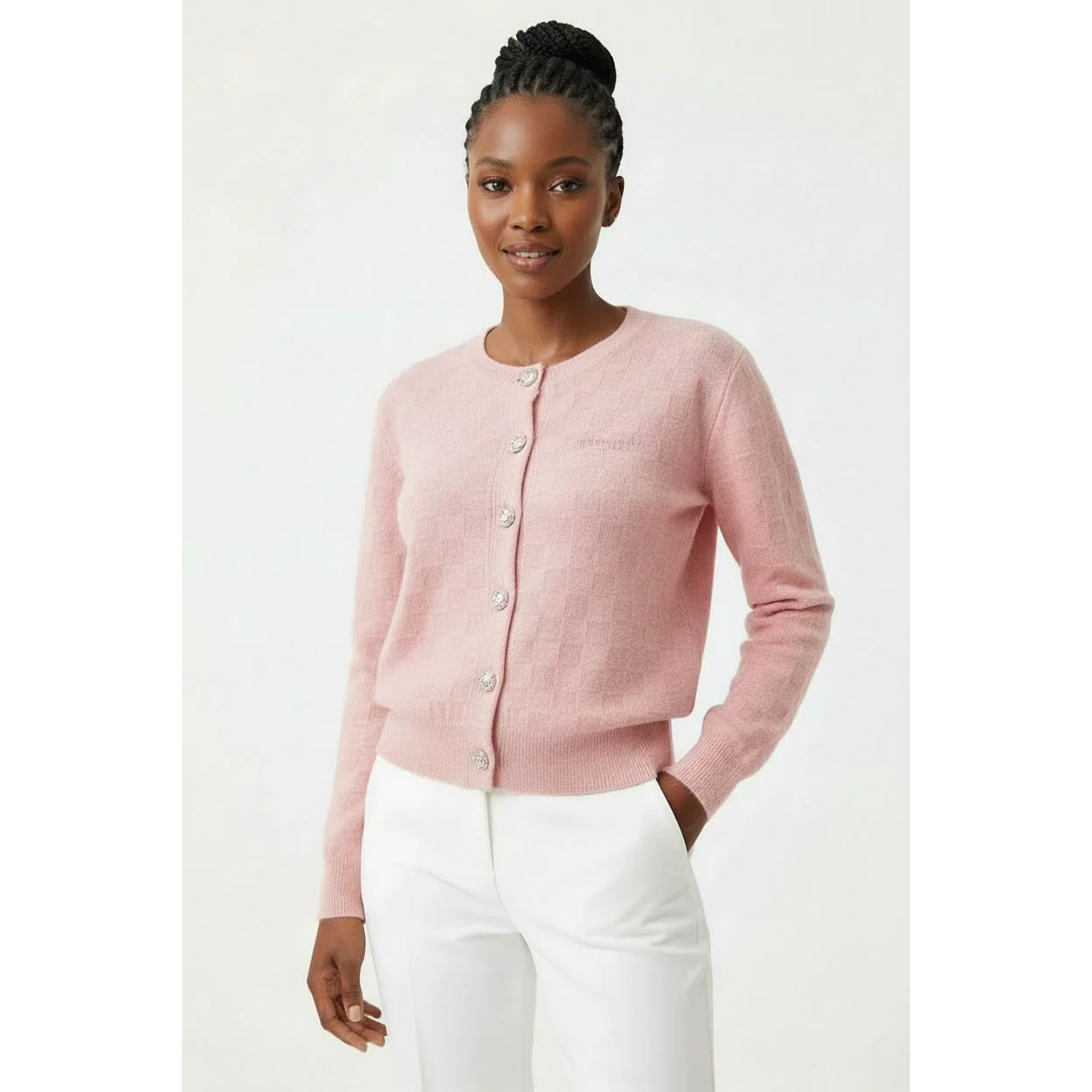 Buttoned Knitted Long Sleeve Top
