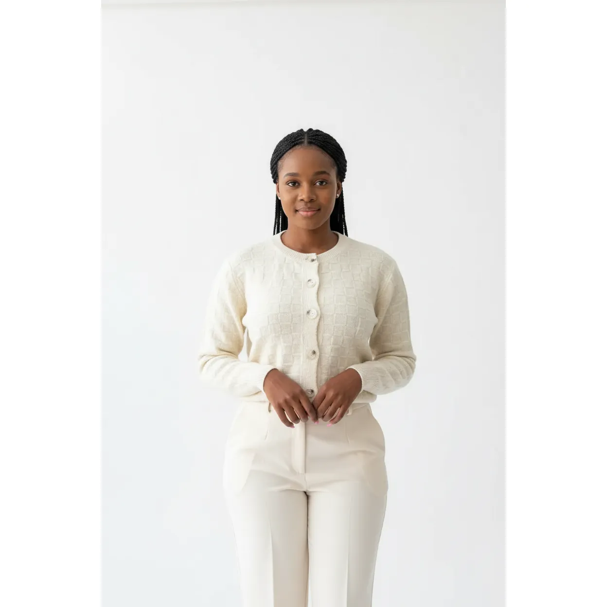 Buttoned Knitted Long Sleeve Top - Image 2