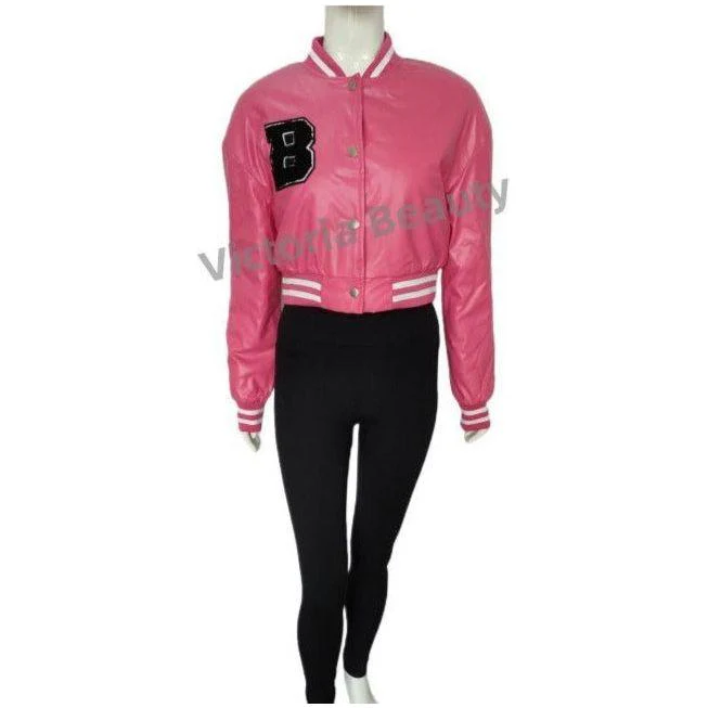 Buttoned Leather Baseball Jacket - Image 8