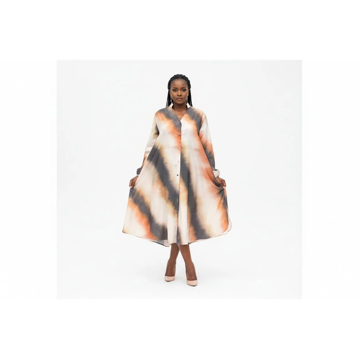 Buttoned Long Sleeve Dress - Image 2