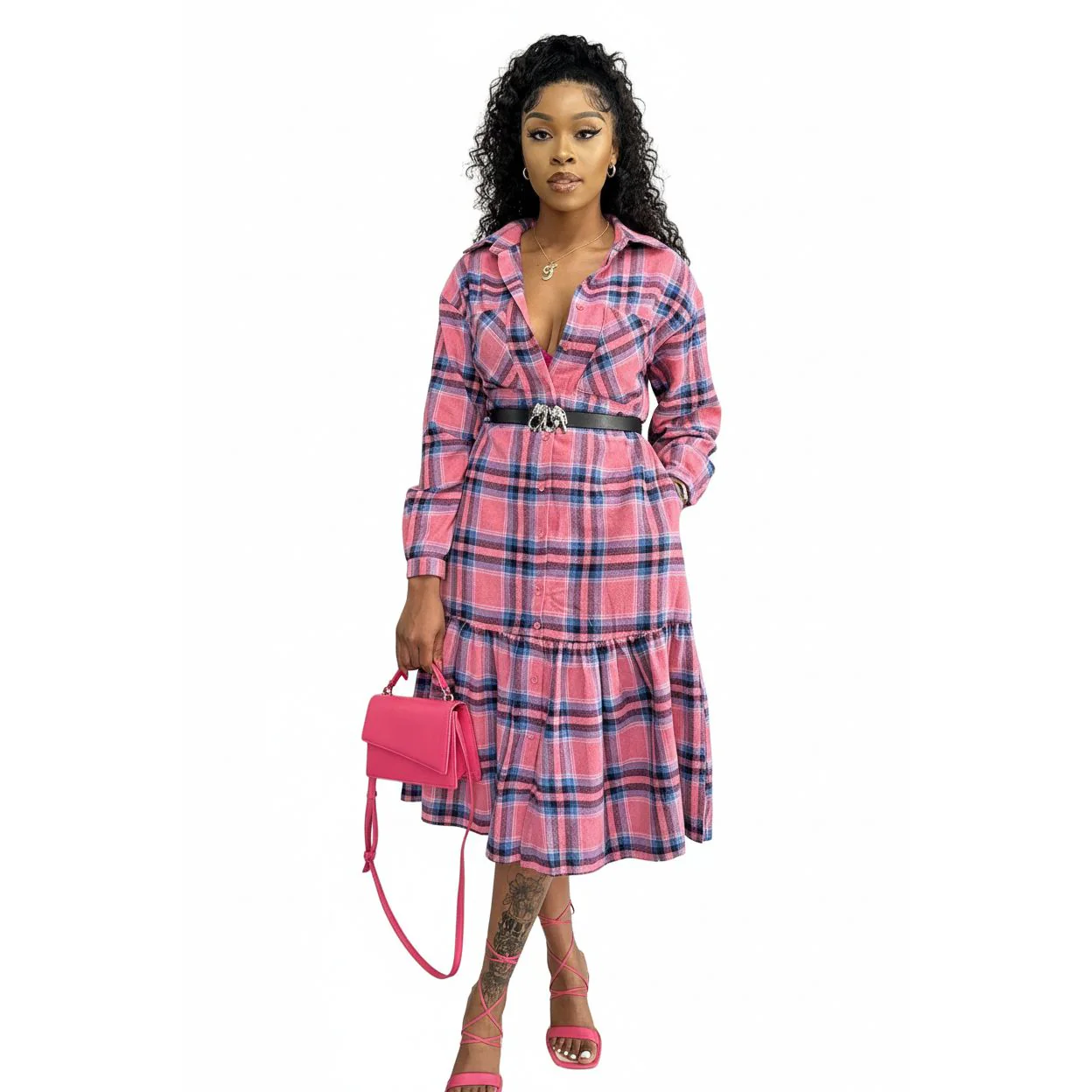 Buttoned Long Sleeve Dress