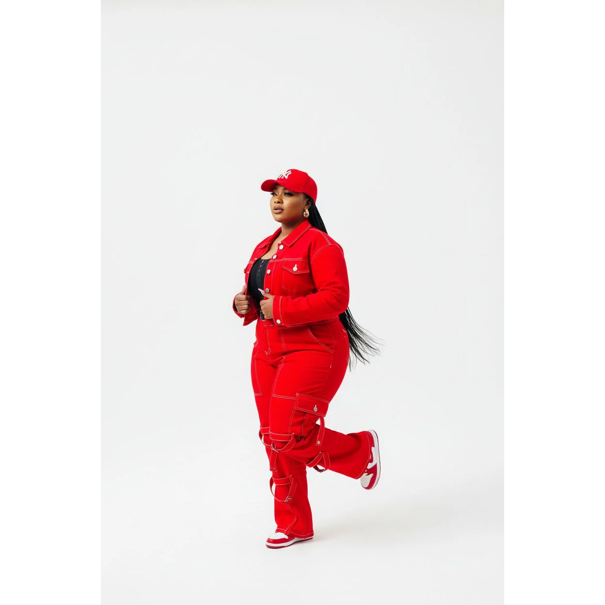 Buttoned Solid Color Top & Pant Set - Image 2