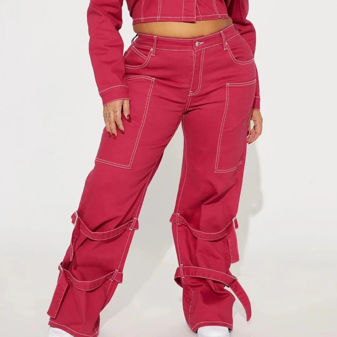 Buttoned Solid Color Top & Pant Set - Image 6
