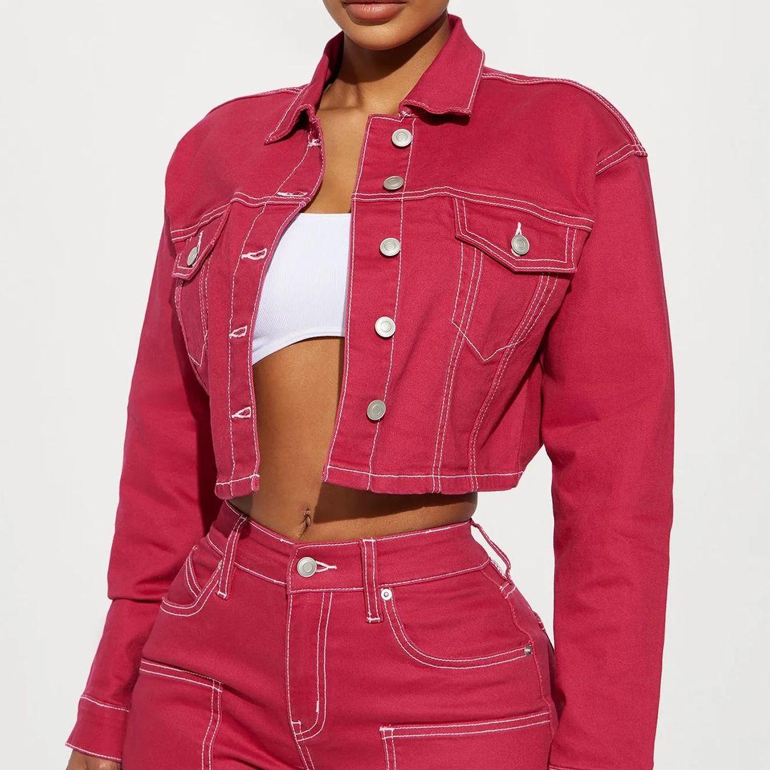 Buttoned Solid Color Top & Pant Set - Image 8