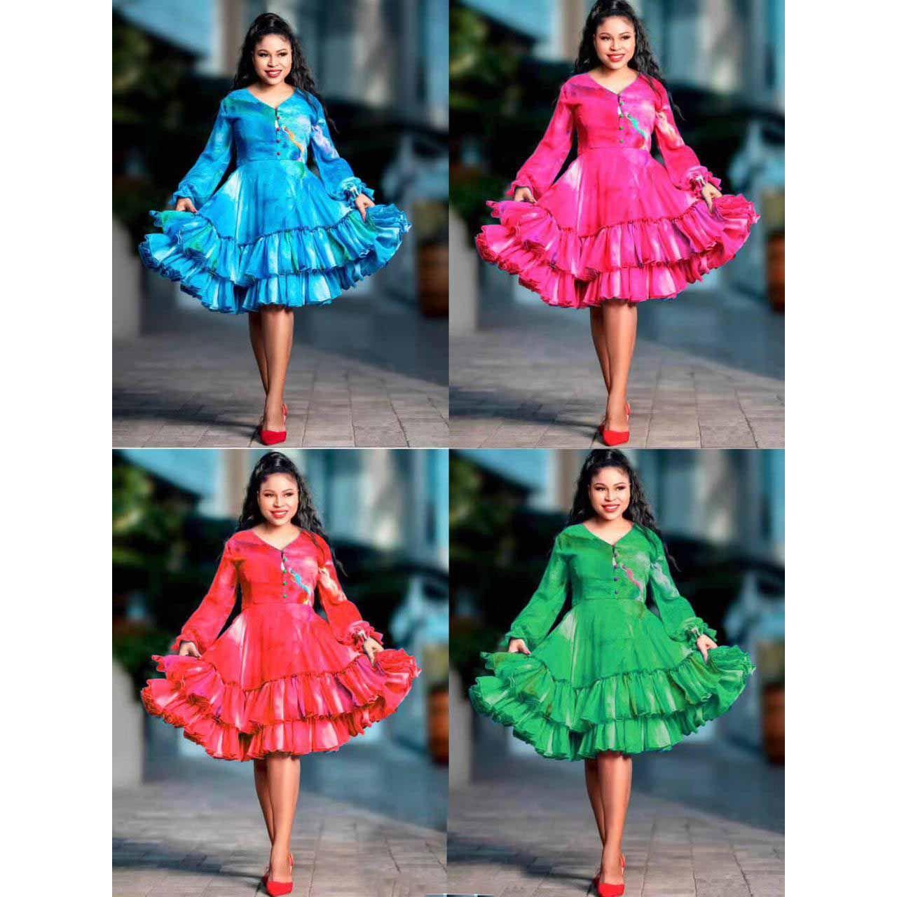 Buttoned V-Neck Dress - Image 2