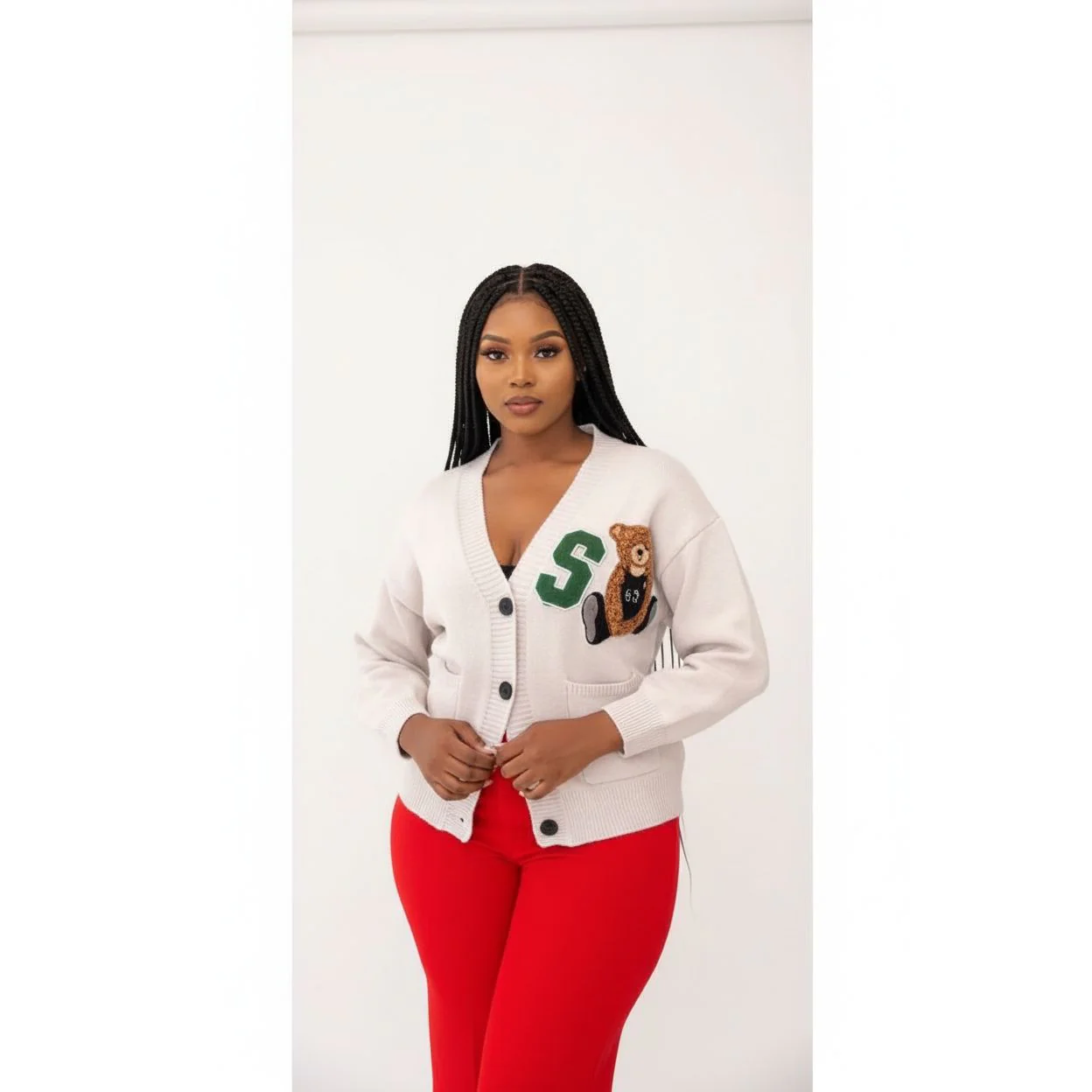 Cardigan V-neck Long Sleeve Soft Knitted Coat