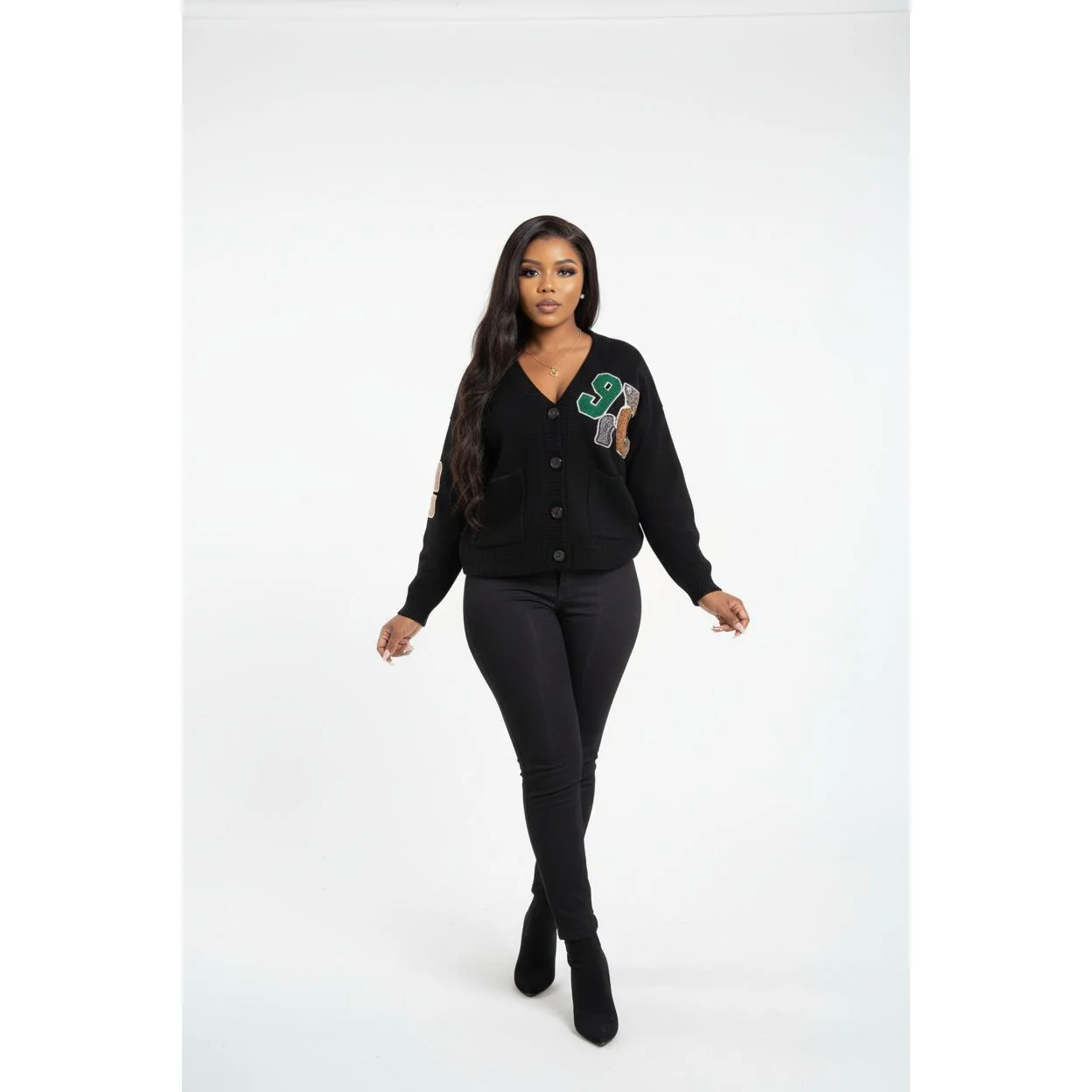 Cardigan V-neck Long Sleeve Soft Knitted Coat - Image 4