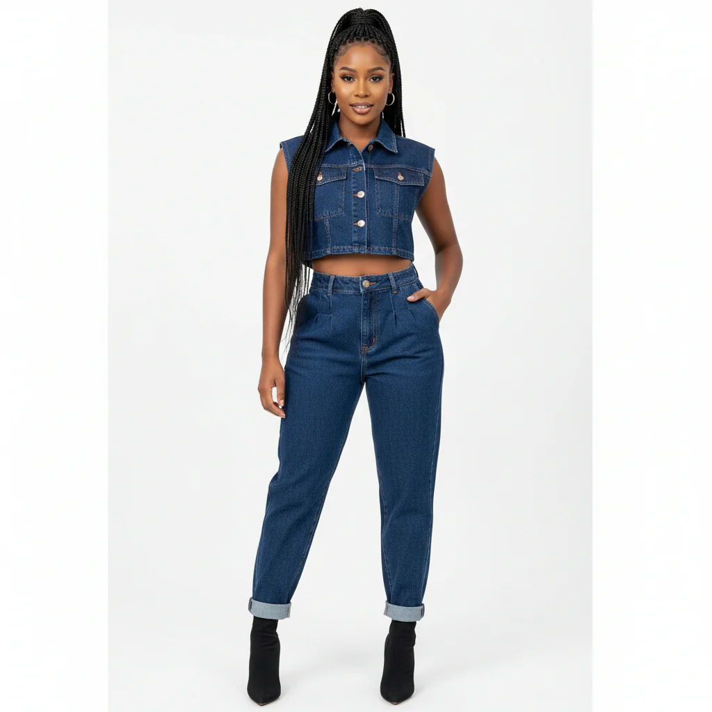 Cargo Crop Denim Vest and Pants set. - Image 2