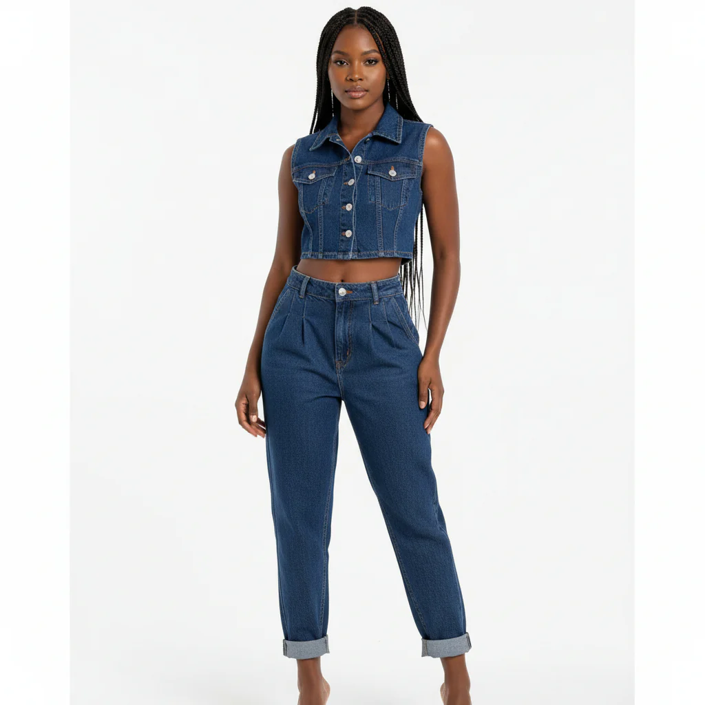 Cargo Crop Denim Vest and Pants set. - Image 3