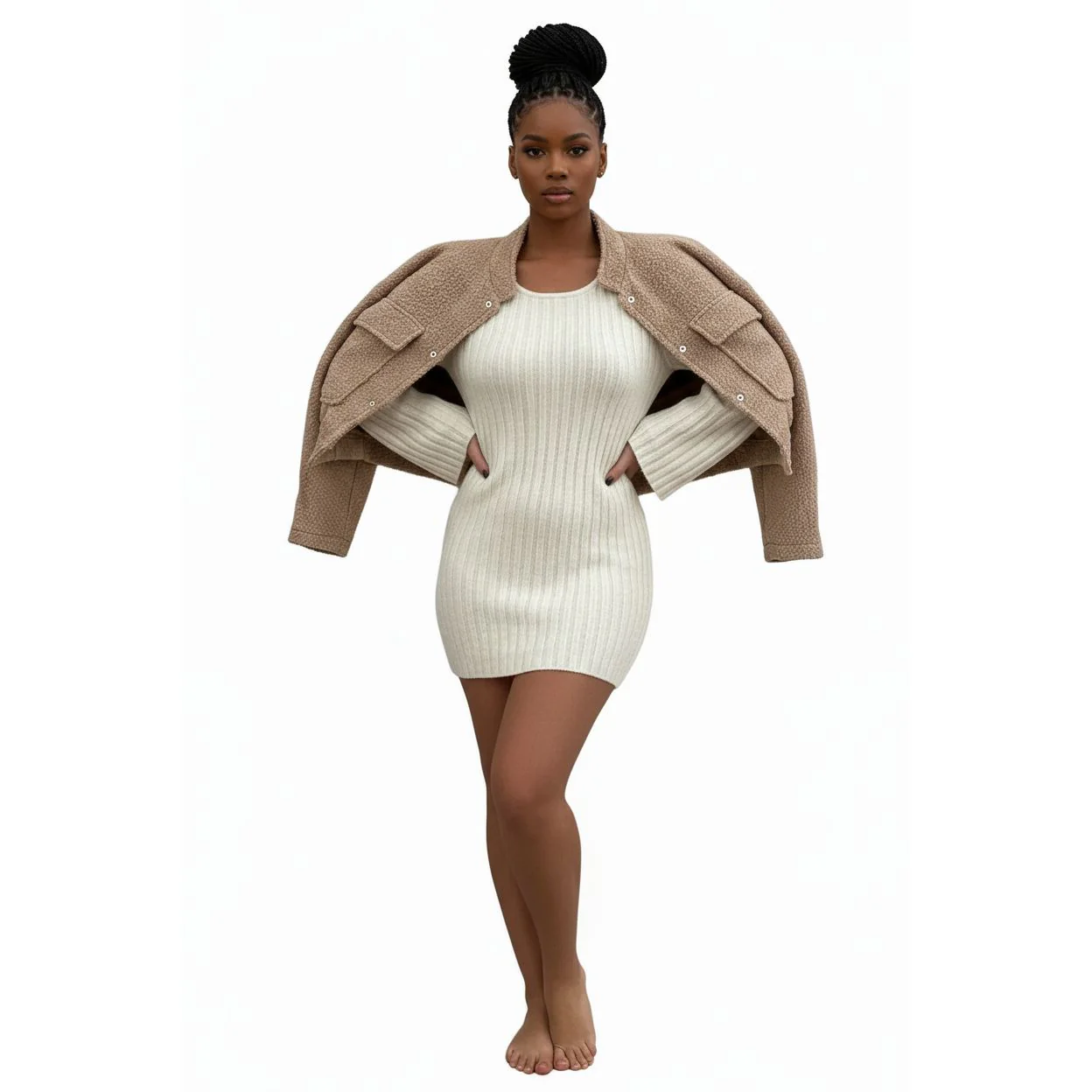 Cargo Long Sleeve Button Woolen Jacket