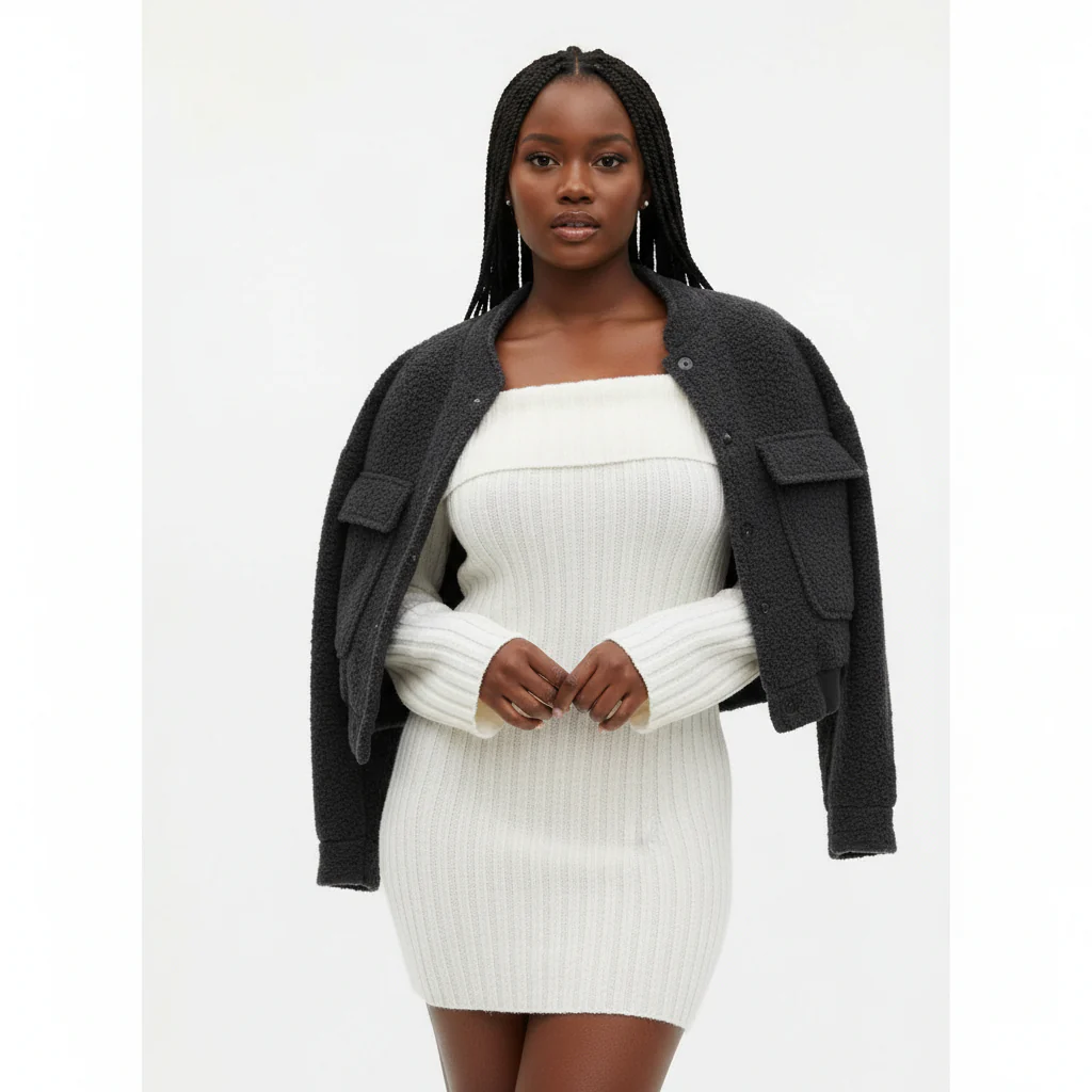 Cargo Long Sleeve Button Woolen Jacket - Image 2