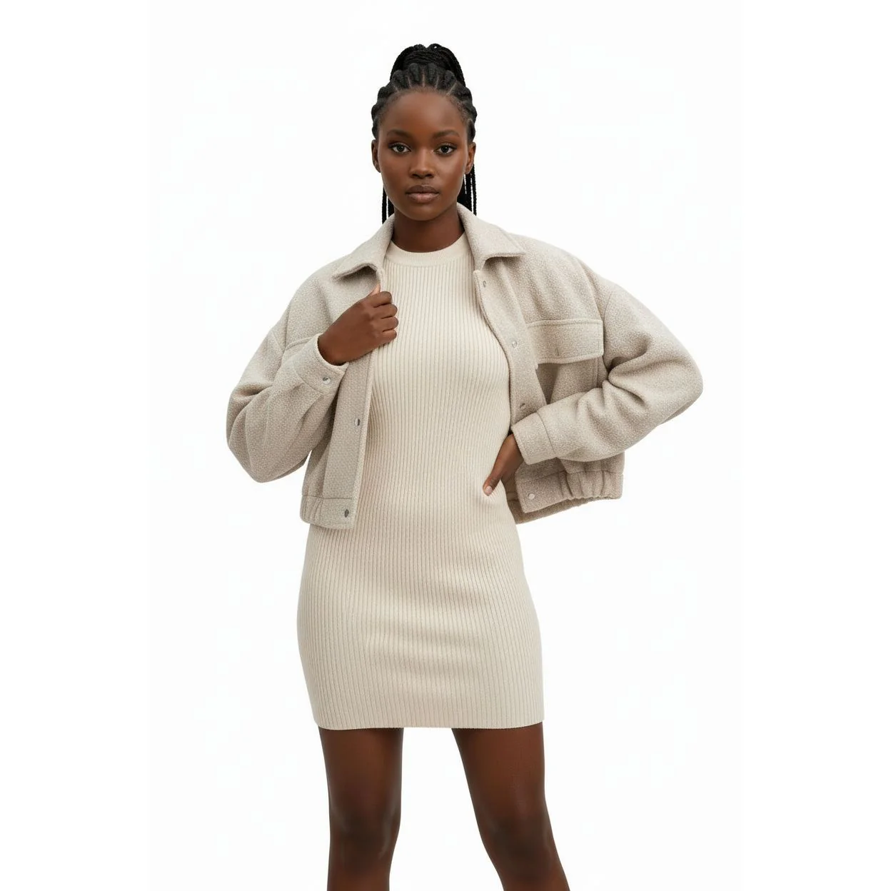 Cargo Long Sleeve Button Woolen Jacket - Image 4