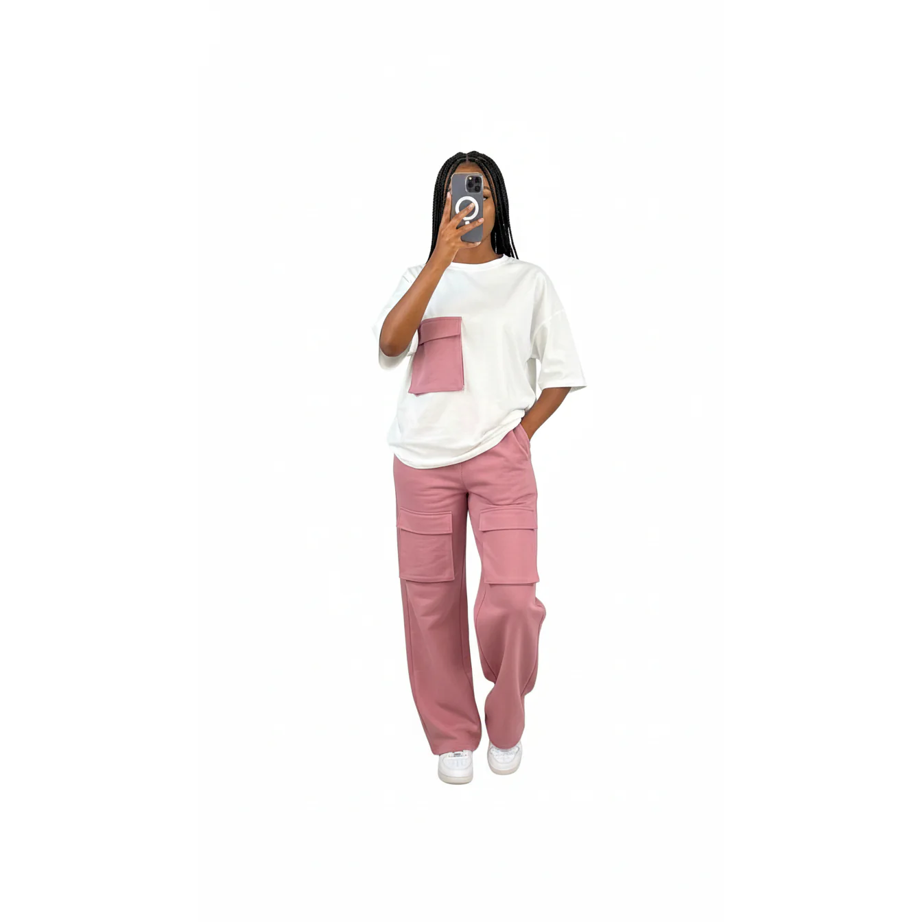High Waisted Cargo Pants & Matching T-Shirt Set - Image 4