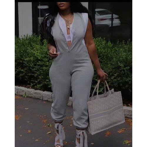 Casual Button Pocket Design Jumpsuit - Image 4