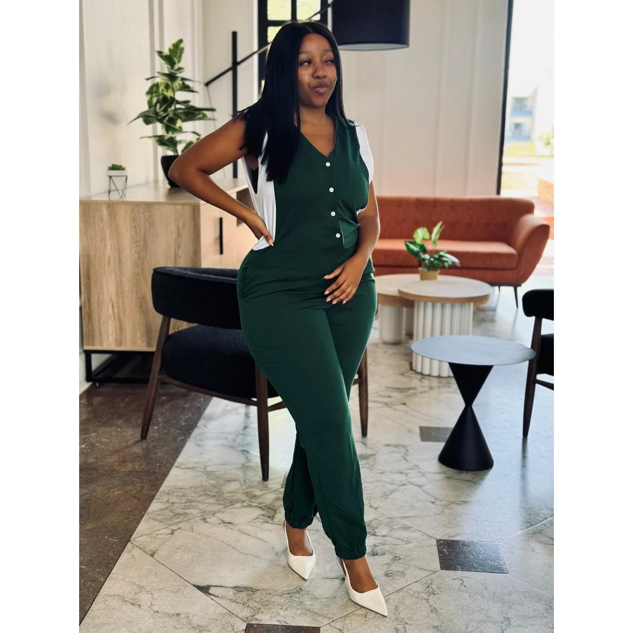 Casual Button Pocket Design Jumpsuit - Image 5