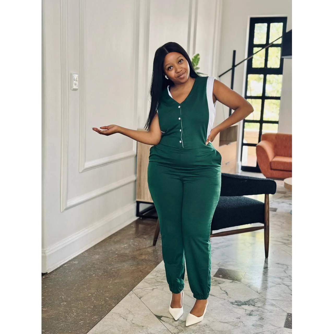 Casual Button Pocket Design Jumpsuit - Image 6