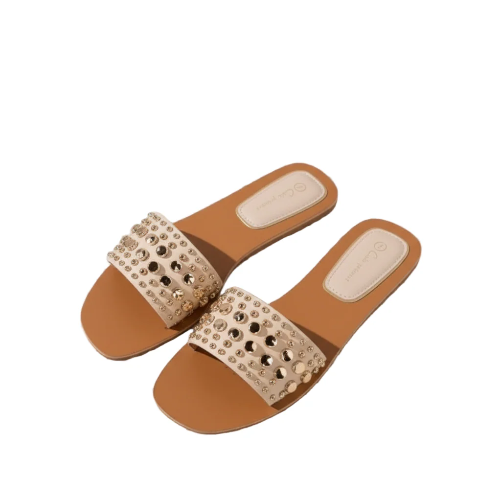 Casual Gold Flat Sandals - Image 2