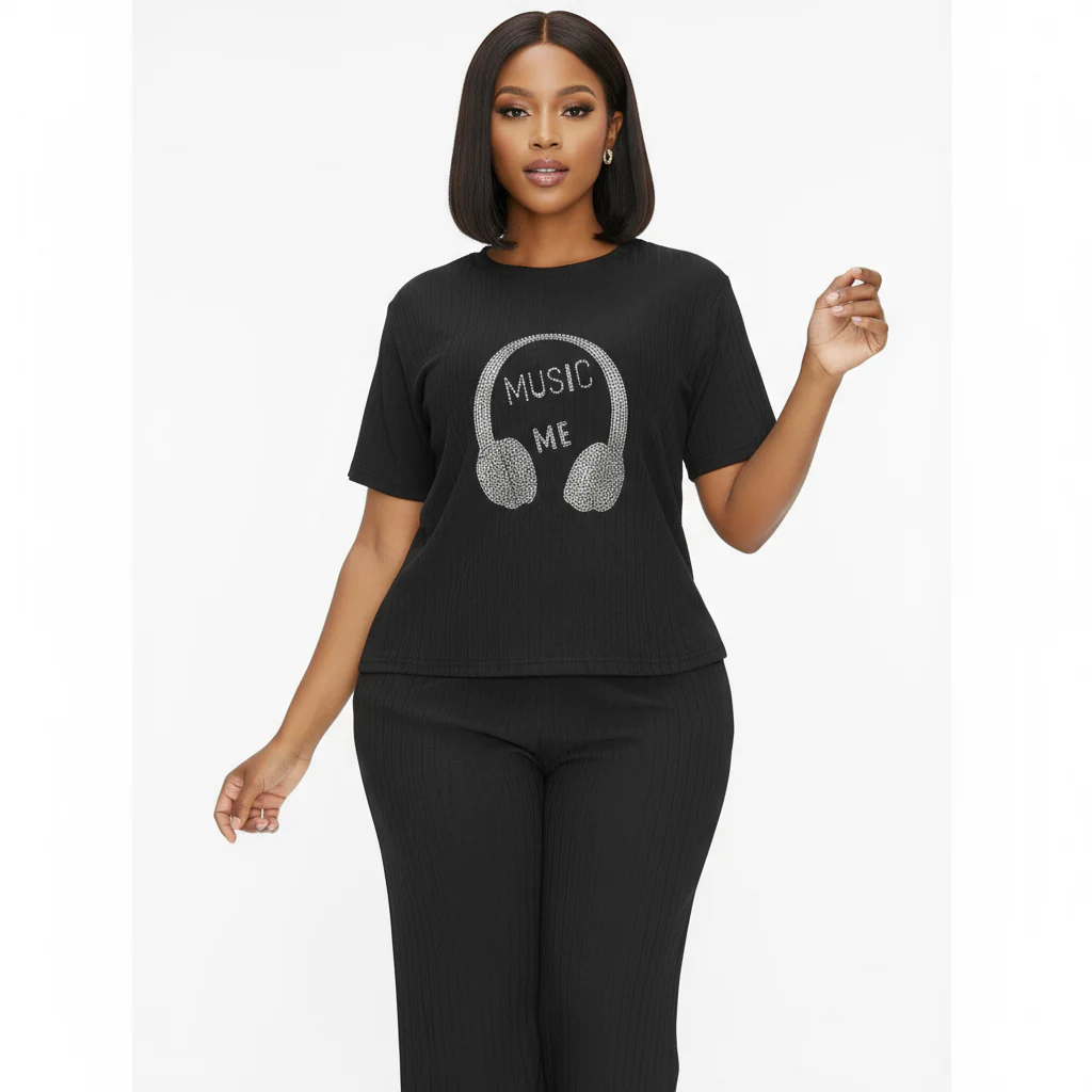 Casual Headphones Printed 2 Piece Set - Image 4