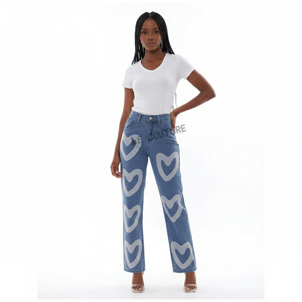 Casual Heart Printed High Waist Jean - Image 2