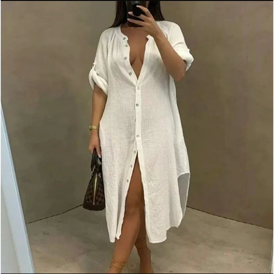 Casual Single Breasted Full Sleeve Dress - Image 2