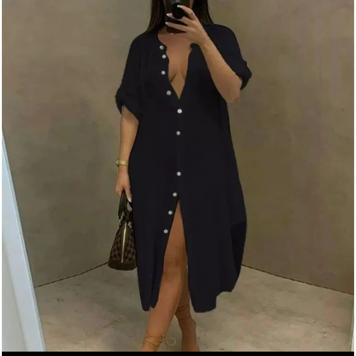Casual Single Breasted Full Sleeve Dress - Image 3