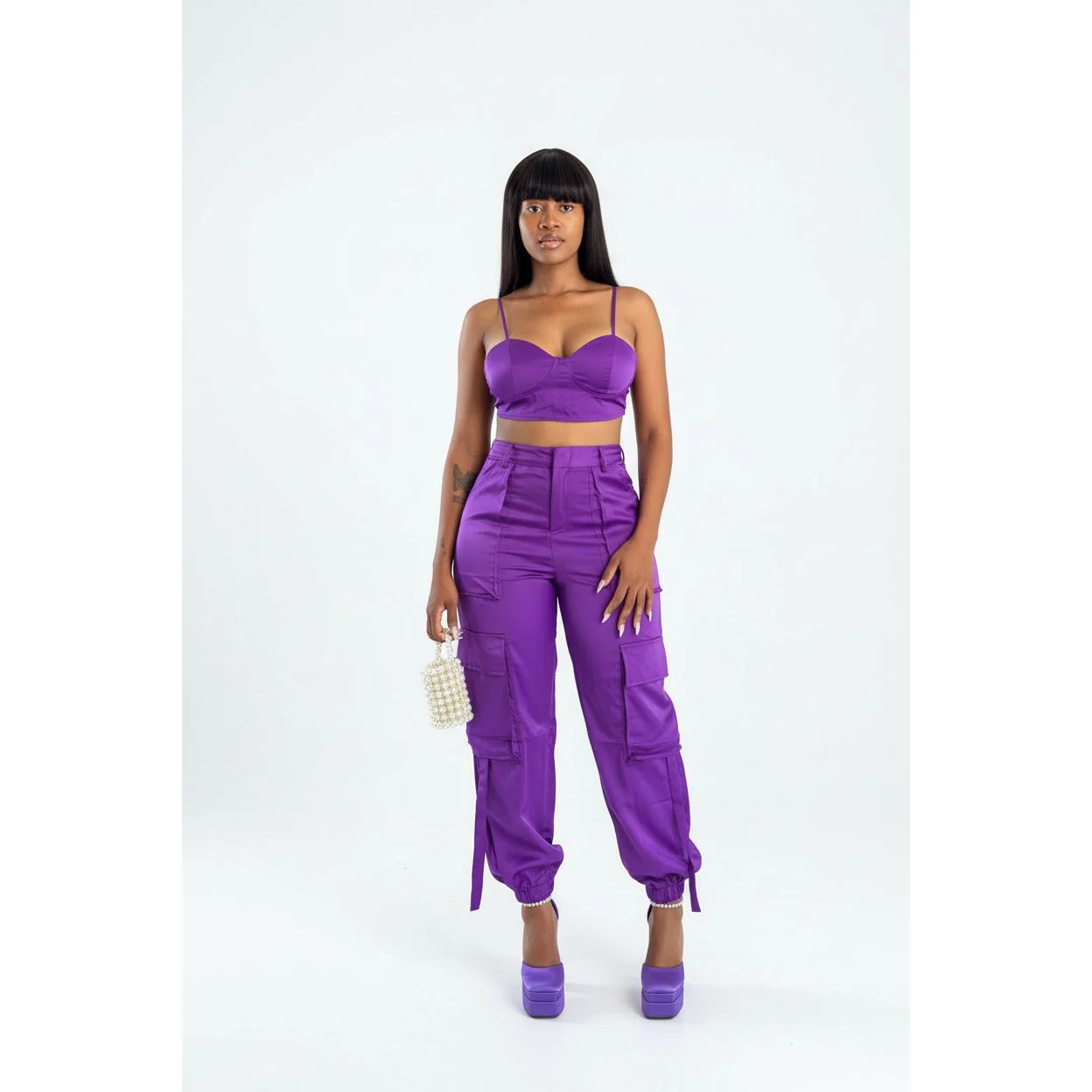 Casual Solid Color Top and Pant Set