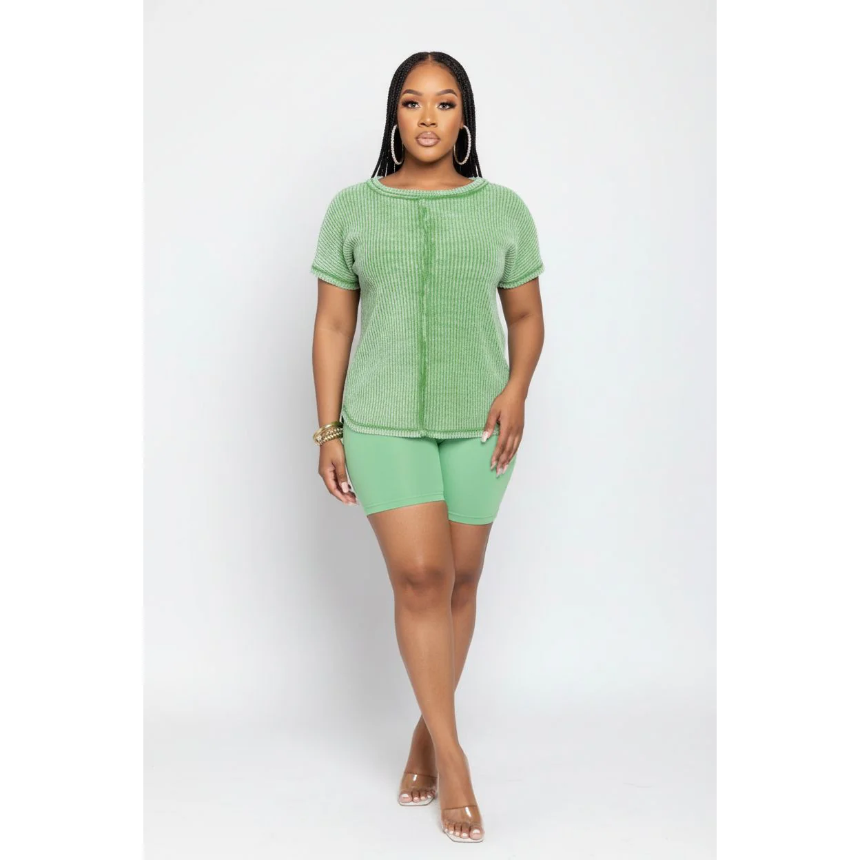 Casual Sports Two Piece Set Short Sleeve T-Shirt with Short Tights