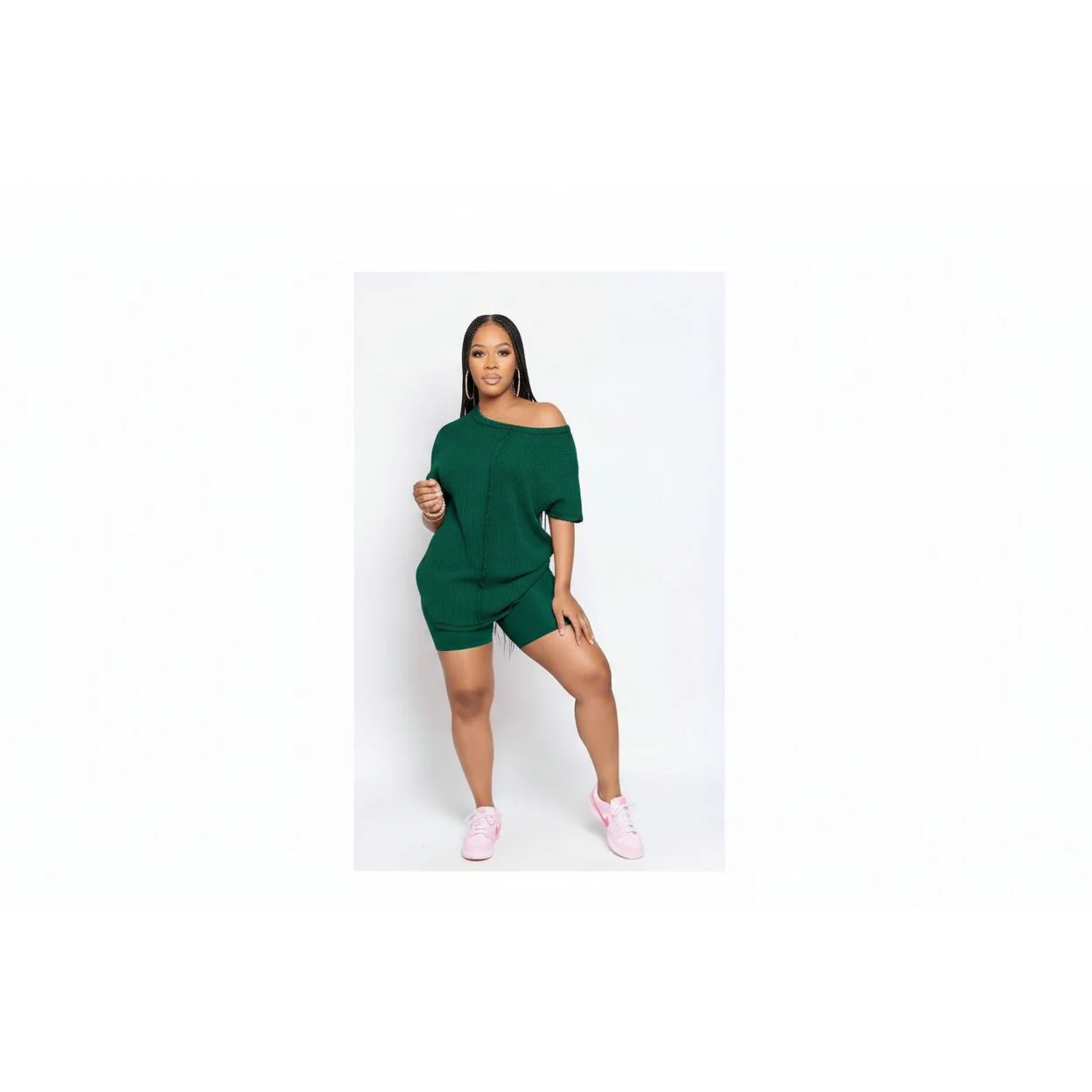 Casual Sports Two Piece Set Short Sleeve T-Shirt with Short Tights - Image 6