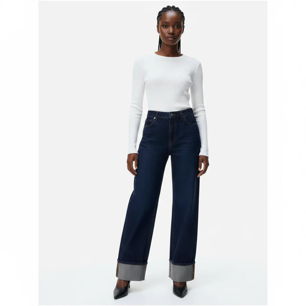 Casual Straight Wide Leg Denim Pants - Image 2