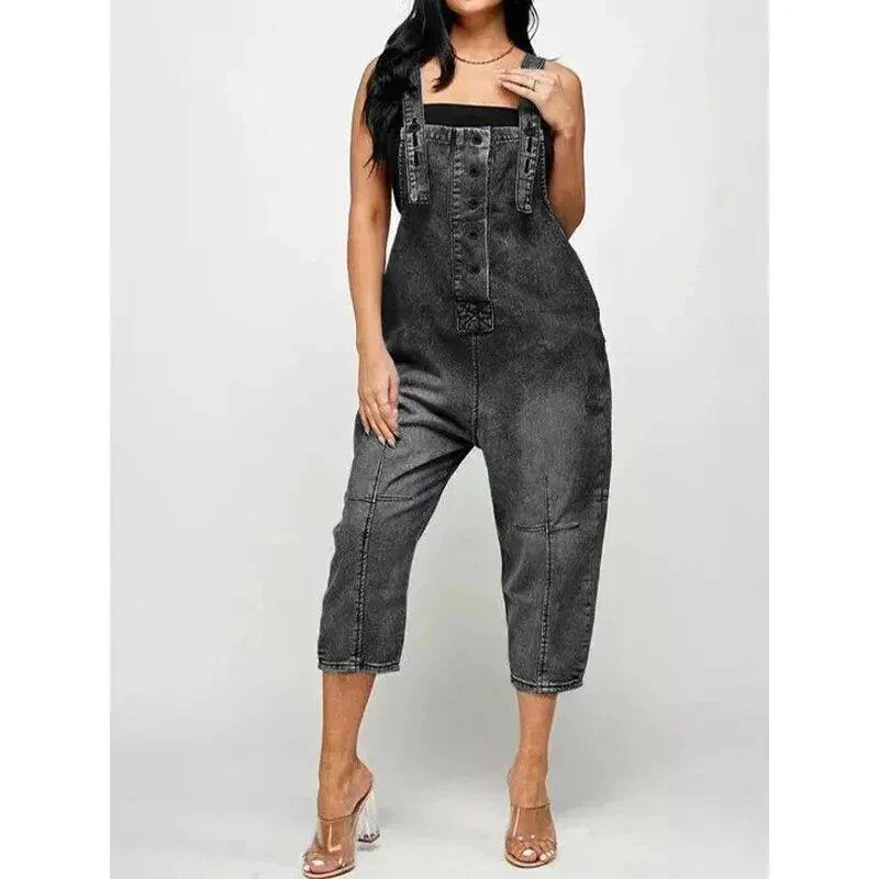 Casual Strappy Denim Jumpsuit - Image 4