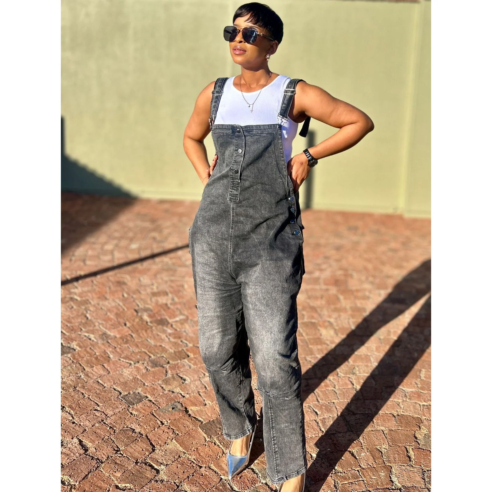 Casual Strappy Denim Jumpsuit - Image 5