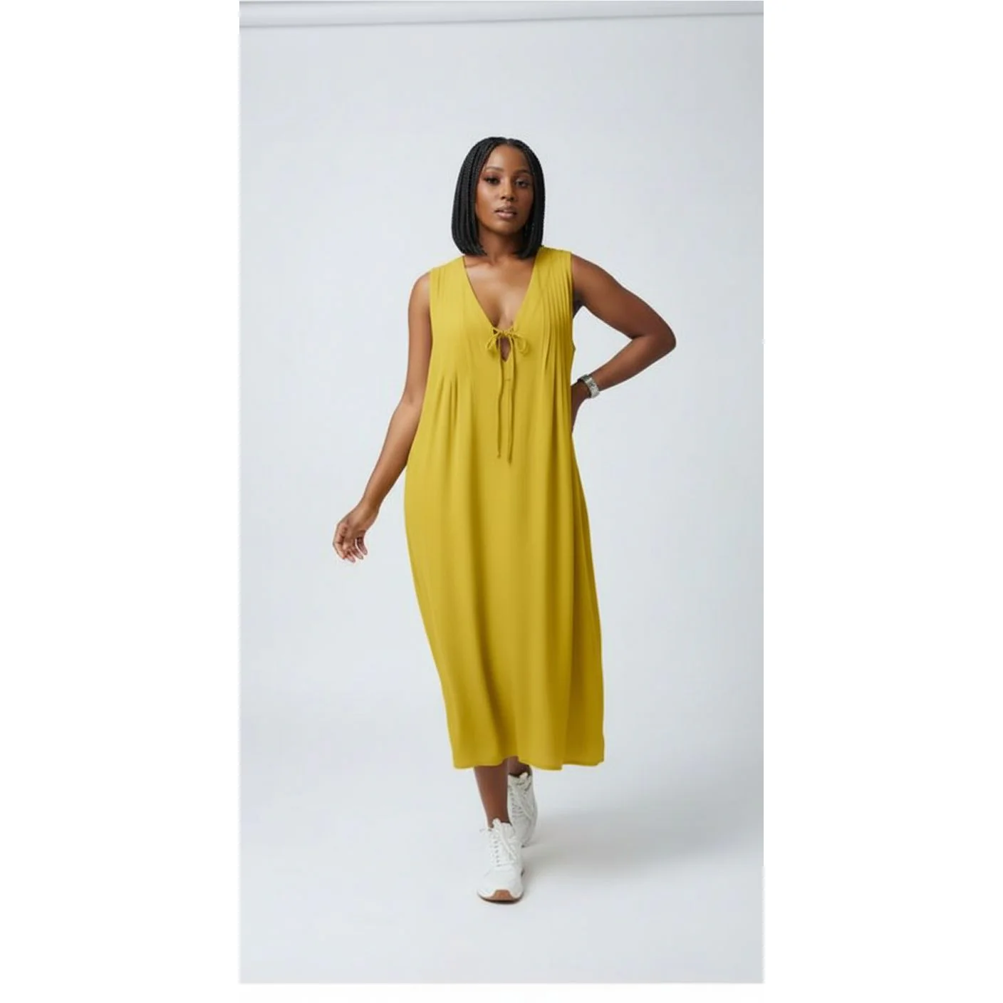 Casual Summer Maxi Sleeveless V Neck Beach Sundress - Image 4