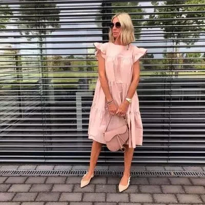 Casual Vintage Short Sleeve Dress - Image 2