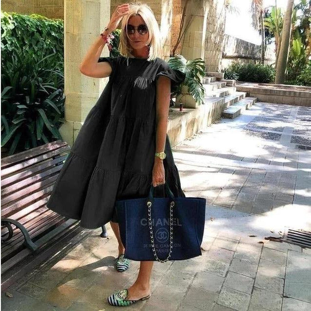 Casual Vintage Short Sleeve Dress - Image 3