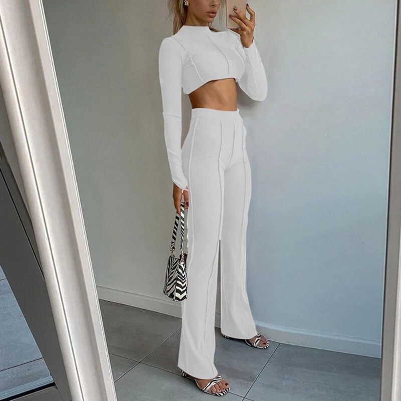 Chain Crop Top And Pants Outfit Sexy Tracksuit Set - Image 4