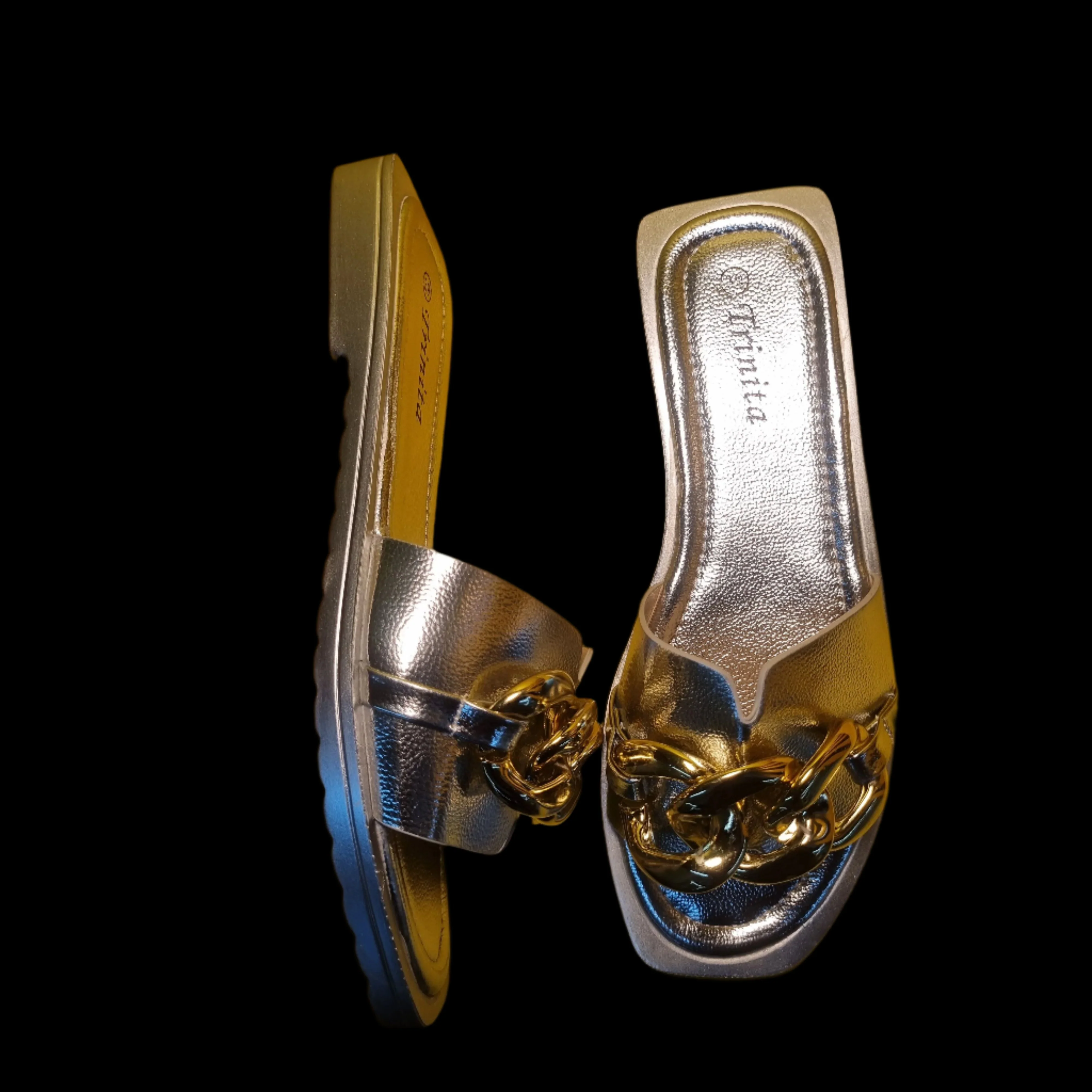 Chain Detail Flat Slide Sandals. - Image 3