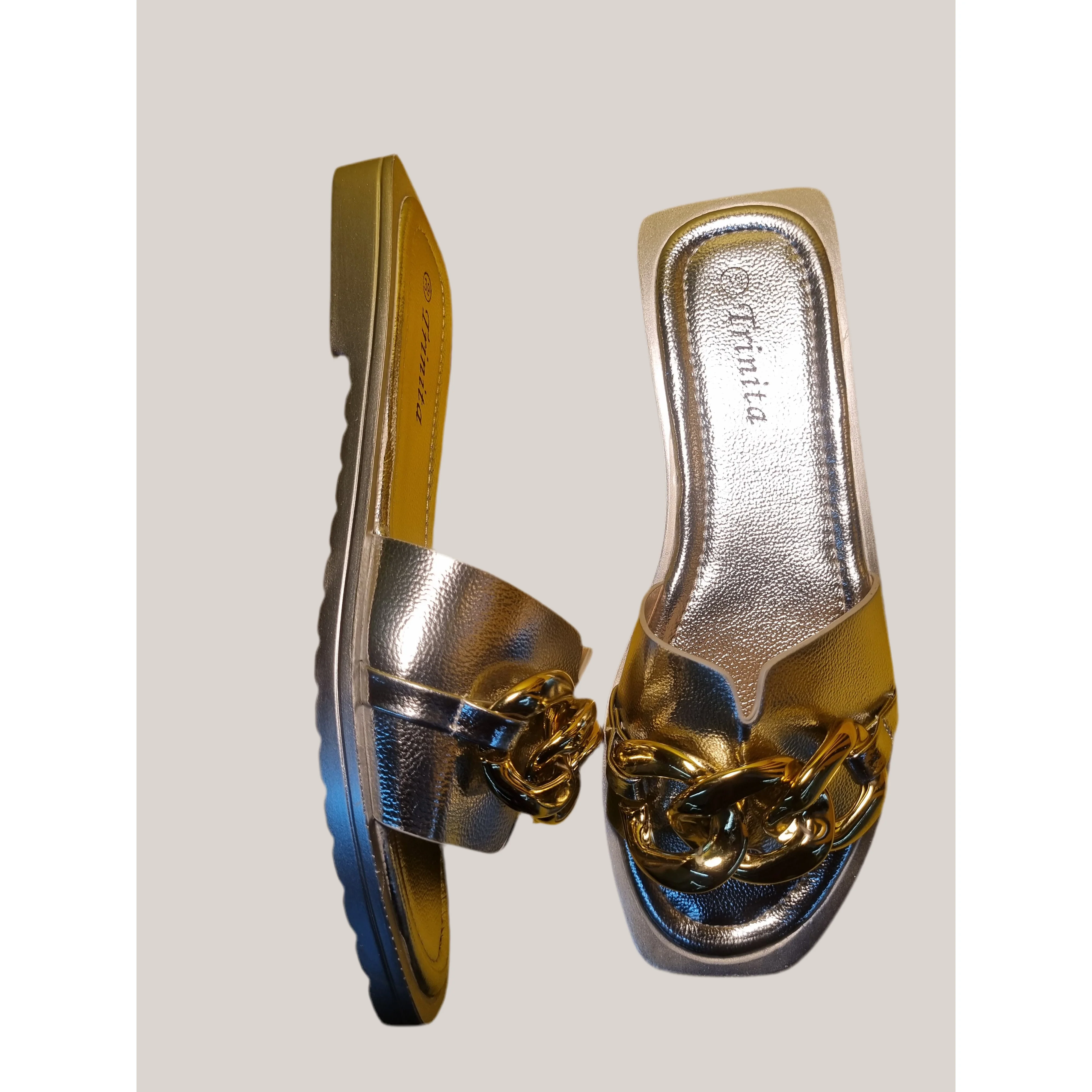 Chain Detail Flat Slide Sandals. - Image 5